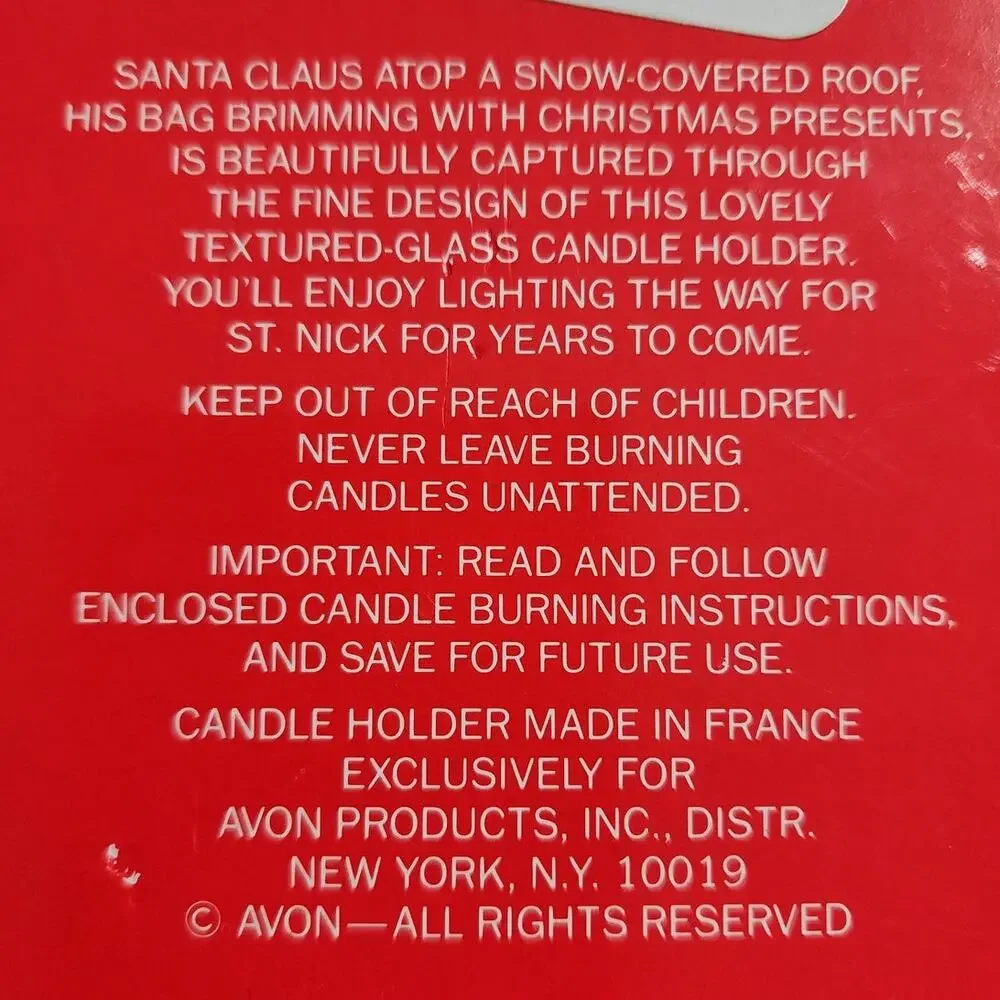 Avon Christmas Santa with Presents Textured Glass Tealight Candle Holder